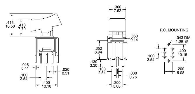 r48-202r2六腳兩檔立式尖腳鈕子開(kāi)關(guān)